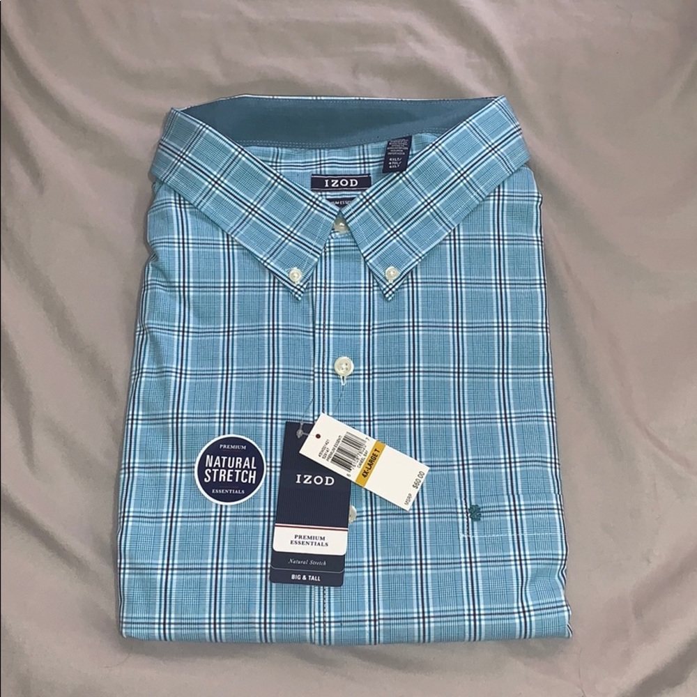 Men’s 4XL NWT Blue and White Long Sleeve Button Up